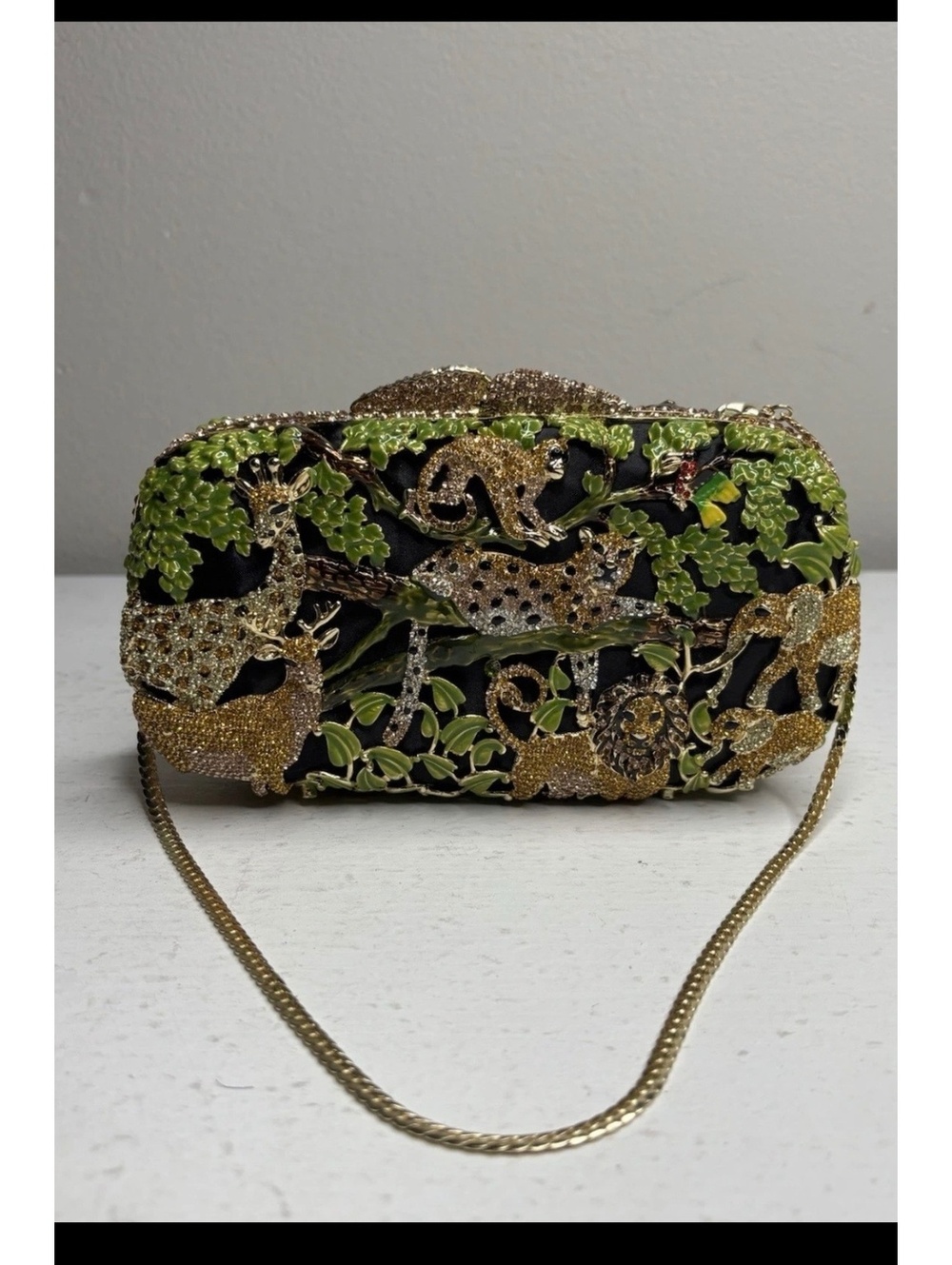 Crystal Animal Zoo Forest Jungle Clutch Evening bag with Strap